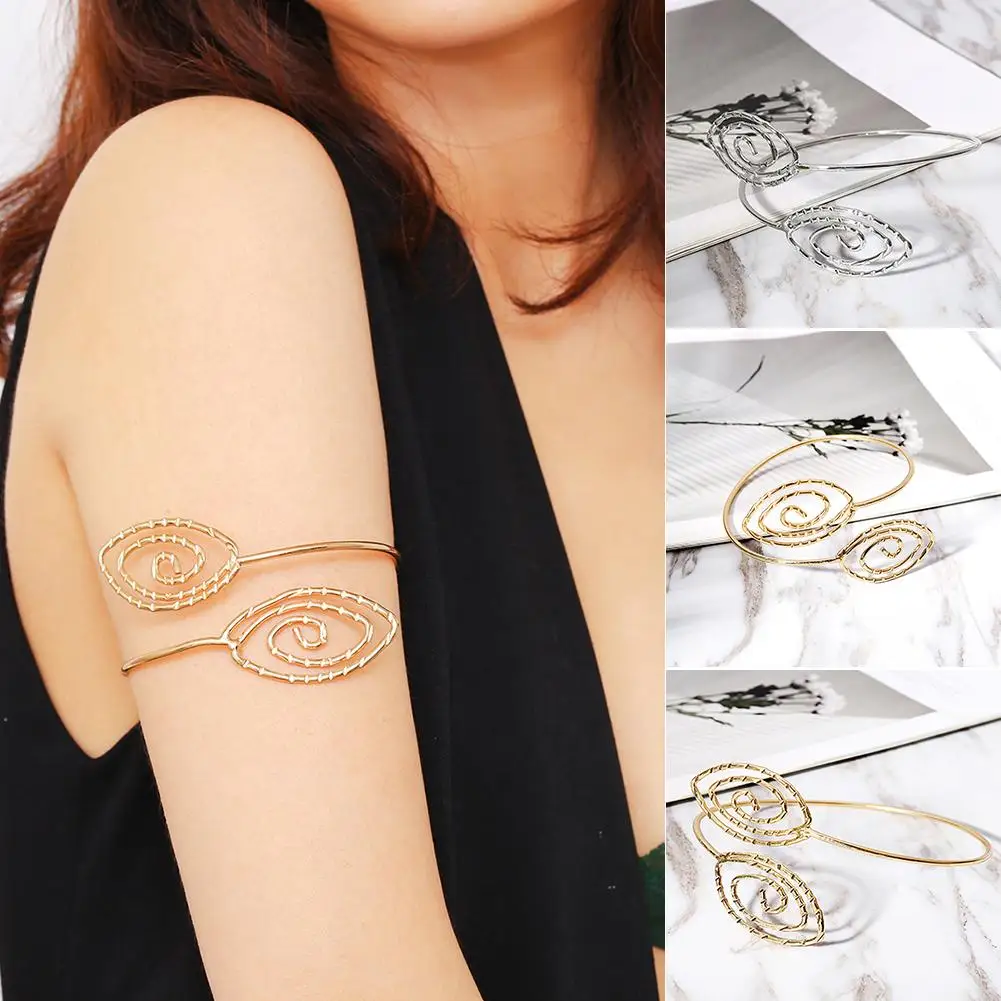 Vintage Punk Women Open Swirl Upper Arm Cuff Armlet Bracelet Bangle Jewelry in Bangles from