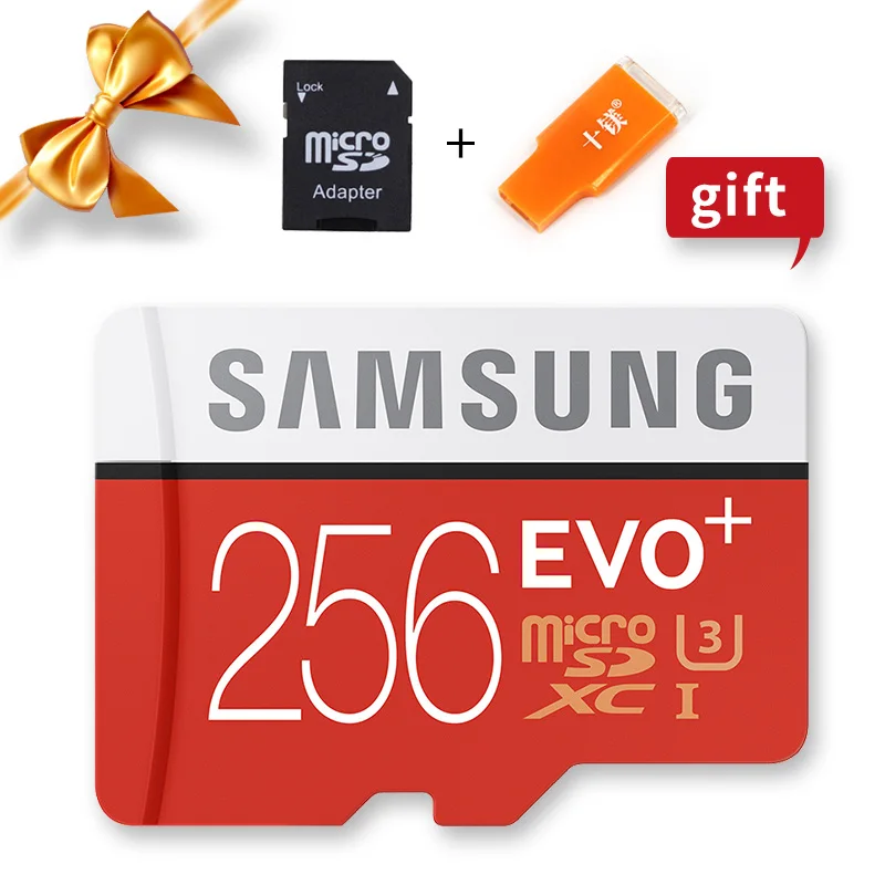 SAMSUNG оригинальная Micro sd карта 256G 128GB 64GB 100 МБ/с. класс 10 U3 U1 SDXC класс EVO+ флеш-карта памяти Microsd TF/SD карты - Емкость: 256GB-Adapter-CR