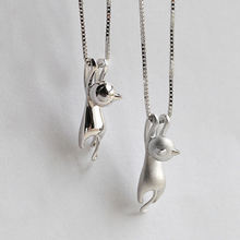 Cute silver pet cat pendant and necklace