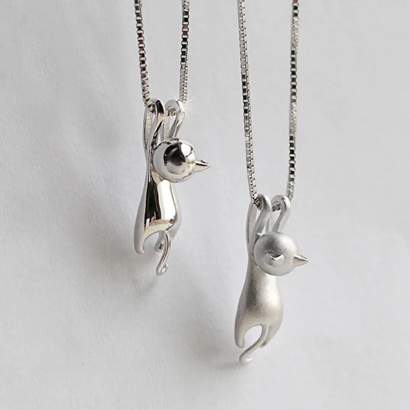 Silver pendant cat cat hanging around neck Necklace cat Tiny Sterling Silver Cat Necklace Tiny Kitten Pendant Necklace Necklace