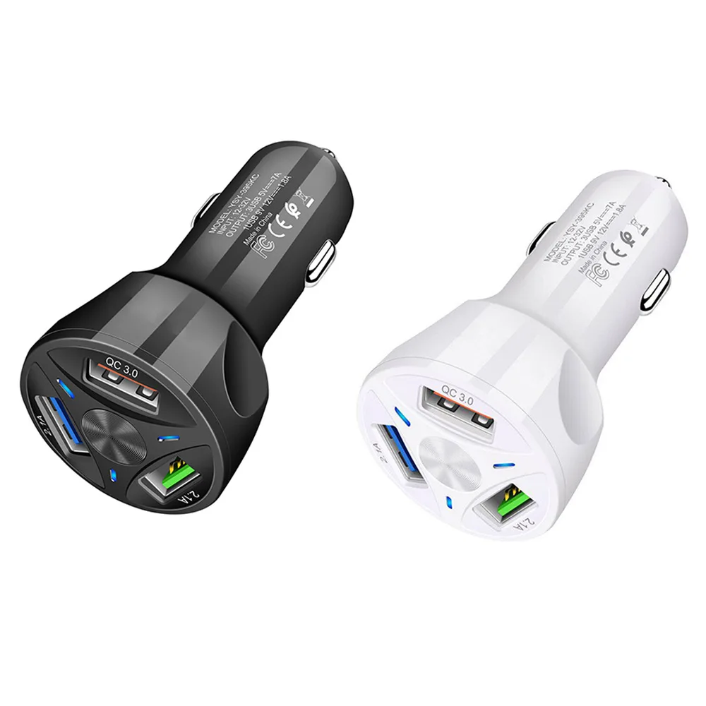 3A 3USB QC3.0 car charger universal fast charge one for three mobile phone | Электроника
