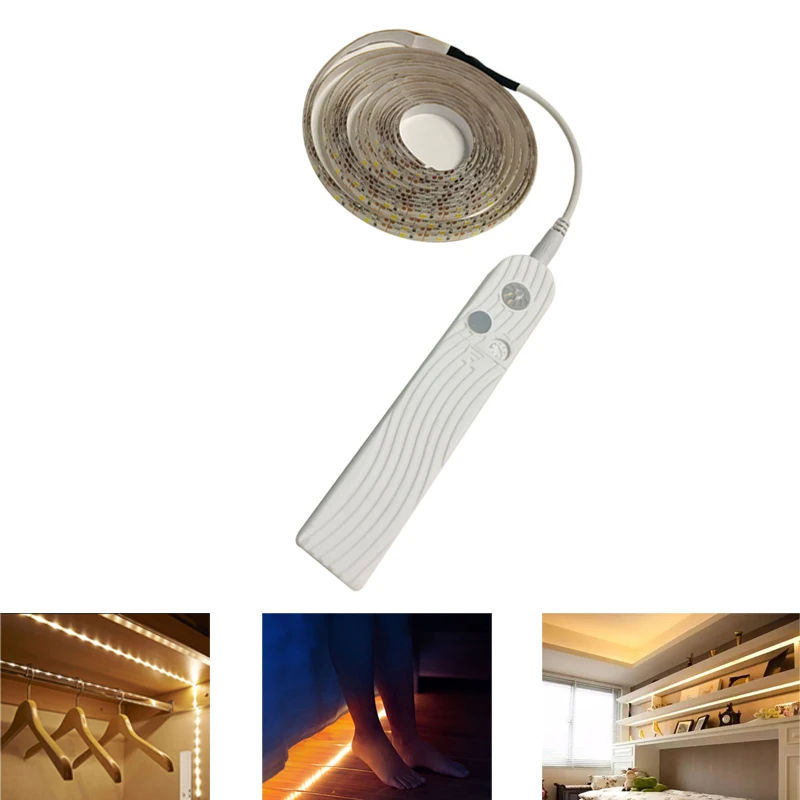 

1M/2M/3M DC 5V Motion Sensor LED Night Light Kitchen Lighting Cupboard Closet Bed Room PIR Sensor Detector Light Strip Lamp
