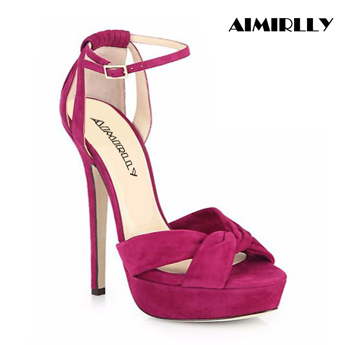 

2018 Sexy Women Ankle Buckle Platform Cover Heel Sandals Peep Toe Shoes Evening Party Dress Shoes Big Size 4-15.5