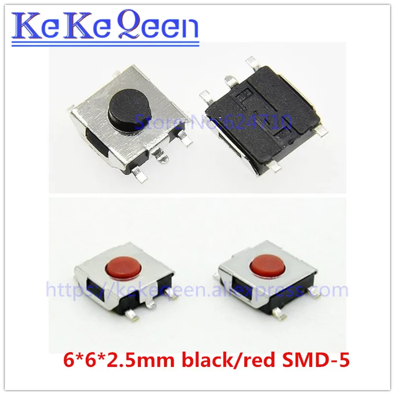 

1000PCS 6x6x2.5mm 6*6*2.5MM Black SMD Push Button Switches Tact Switch waterproof copper
