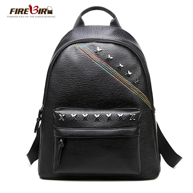 FIREBIRD Cute Girls School bags Good quality Black PU leather Backpack