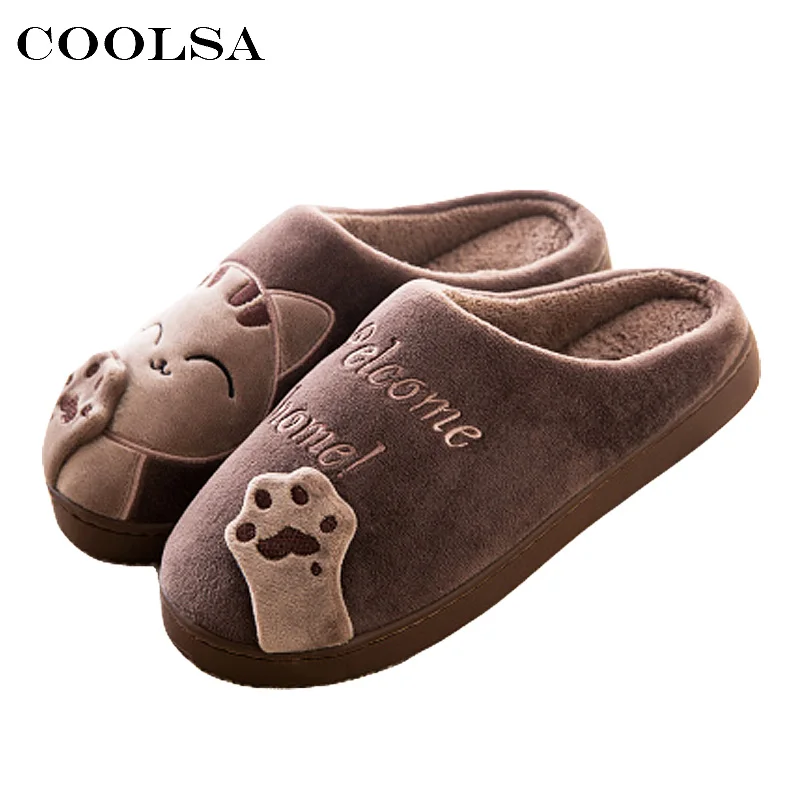 Тапочки Coolsa мужские домашние с мультяшным рисунком плюшевые сланцы Нескользящие