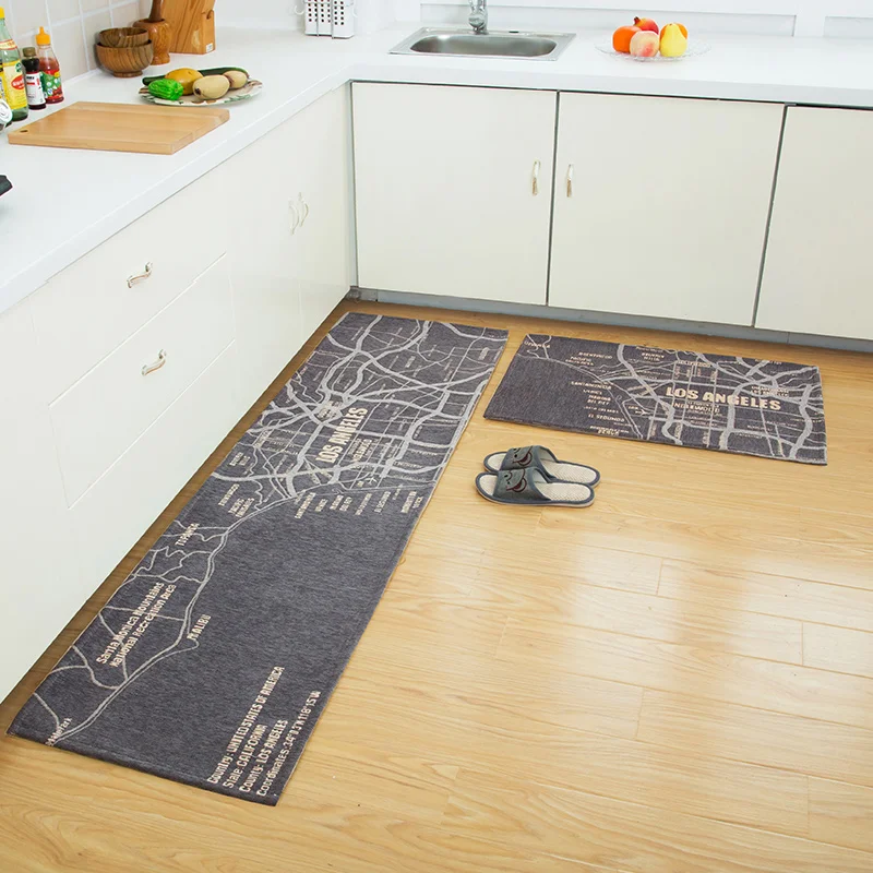 

European Modern Kitchen Carpet 50cm*80cm+45cm*120cm Soft House Anti Slip Rug No-slip Door Mat Villus Carpets for Bathroom Mats