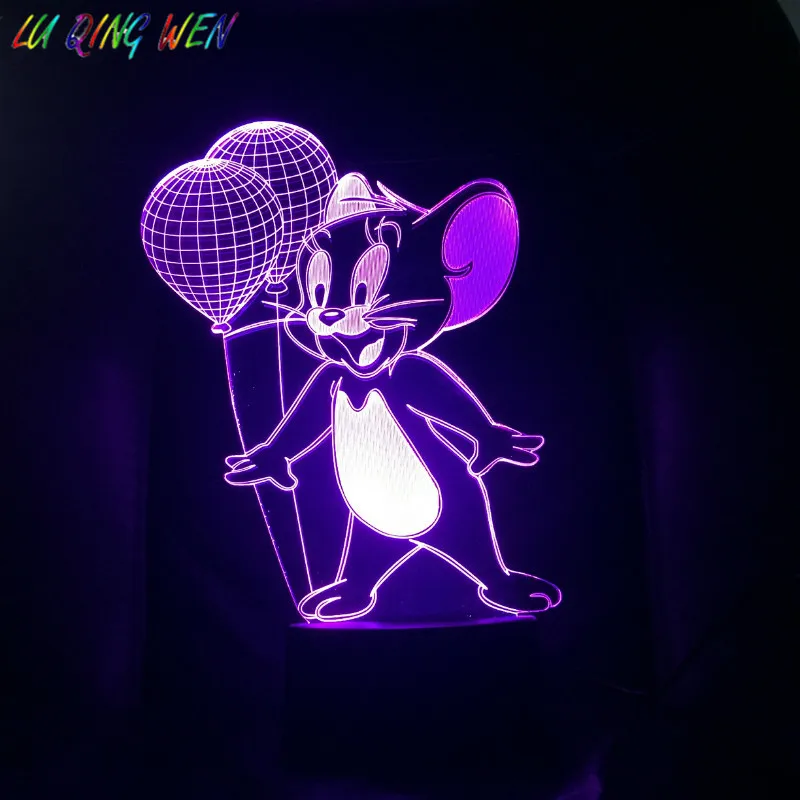 

Tom and Jerry Table Lamp Bedroom Decoration Cartoon RGB Touch Sensor Children Kids Gadget Gift Mouse Night Light LED USB Decor