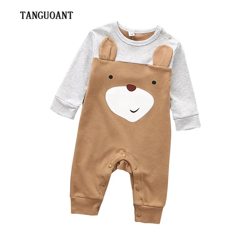 

TANGUOANT Cute Cartoon Baby girl boy Rompers Animal Spring Autumn Bear Pattern Infant Jumpers Kids Baby Outfits Clothes Playsuit