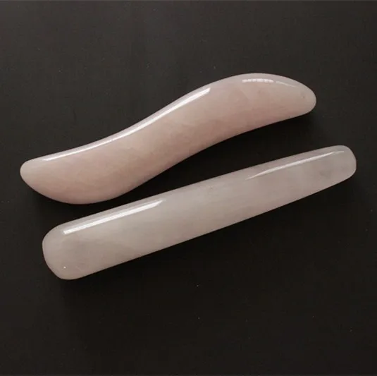 2 pcs Natural rose quartz body massage wand face massage wand reiking healing relax tool acupunture point stick