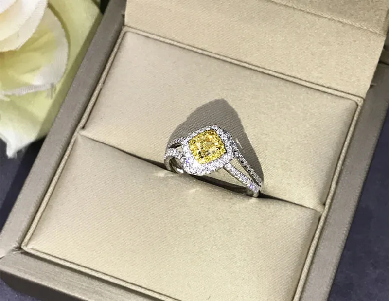 Свадебное желтое Moissanite кольцо с настоящим бриллиантом 18 K 750 золото D Цвет VVS MO-0015 имеют сертификат