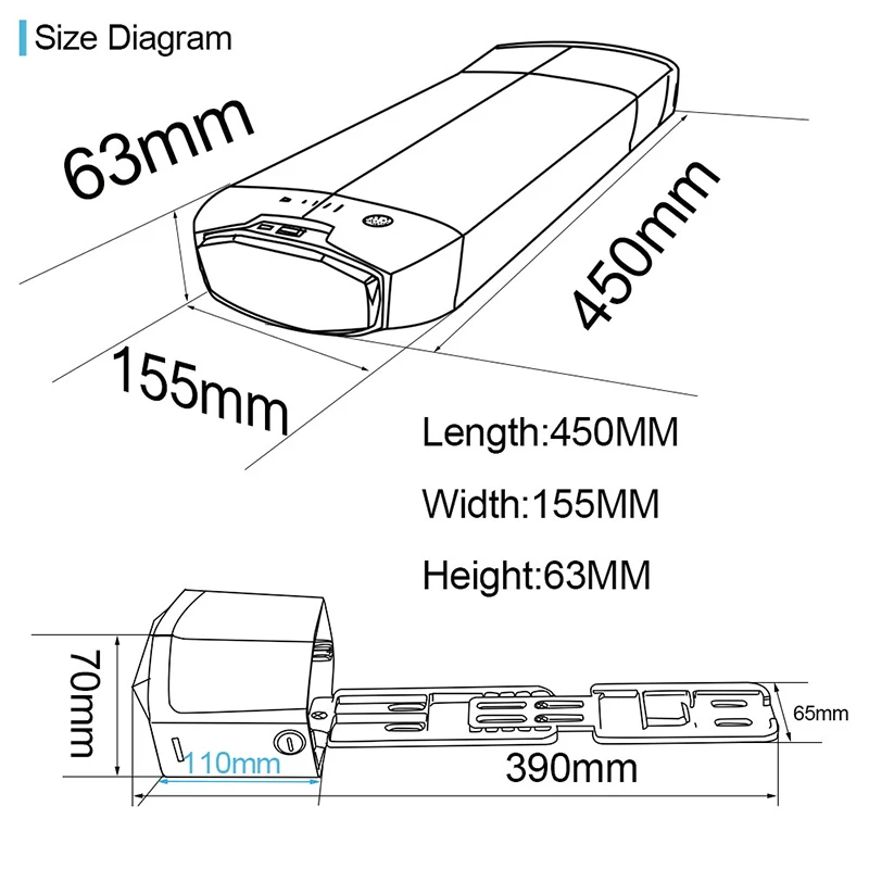 Sale Rear Rack Electric Bike Batteries 36v 13ah Ebike Lithium ion Battery with Samsung Cell for 36V 500W 350W Motor 4