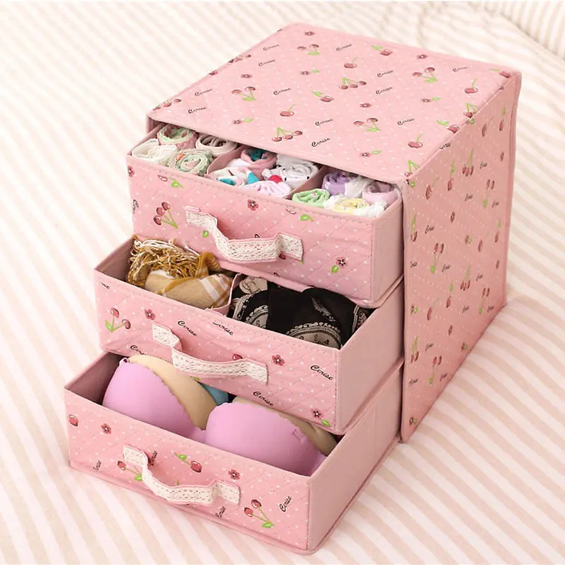 

Underwear Storage Box Three Drawer Non-woven Underwear Socks Clothes Storage Consolidation Box Bra Clorhing Organizers
