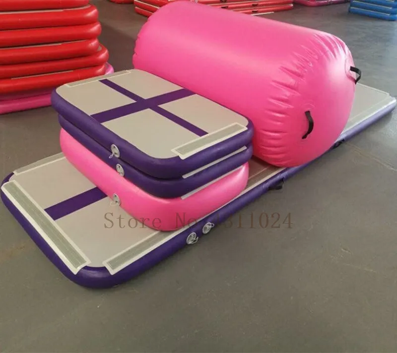 

New 6 Pieces (4 air track+1 roller+1 pump) Inflatable Tumbling Mat Airtrack Training Set Air Mat Sealed Air Track