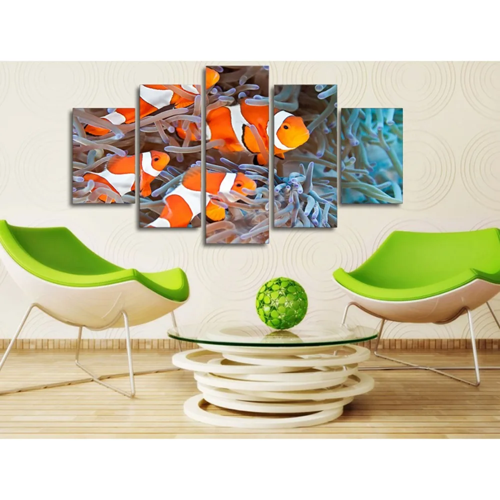 Yellow and white goldfish canvas wall art abstract print home decor for