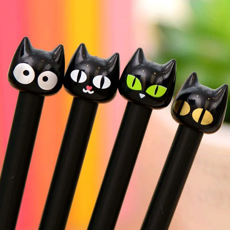 4 шт./партия корейские канцелярские принадлежности pучка унисекс косметический карандаш 0,5 мм черная ручка в форме кошки