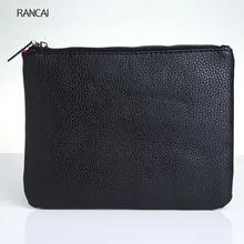 RANCAI 1pcs Black Makeup Brushes Clutch Make up eyes Brushes Bag Women Cosmetic Case PU Leather
