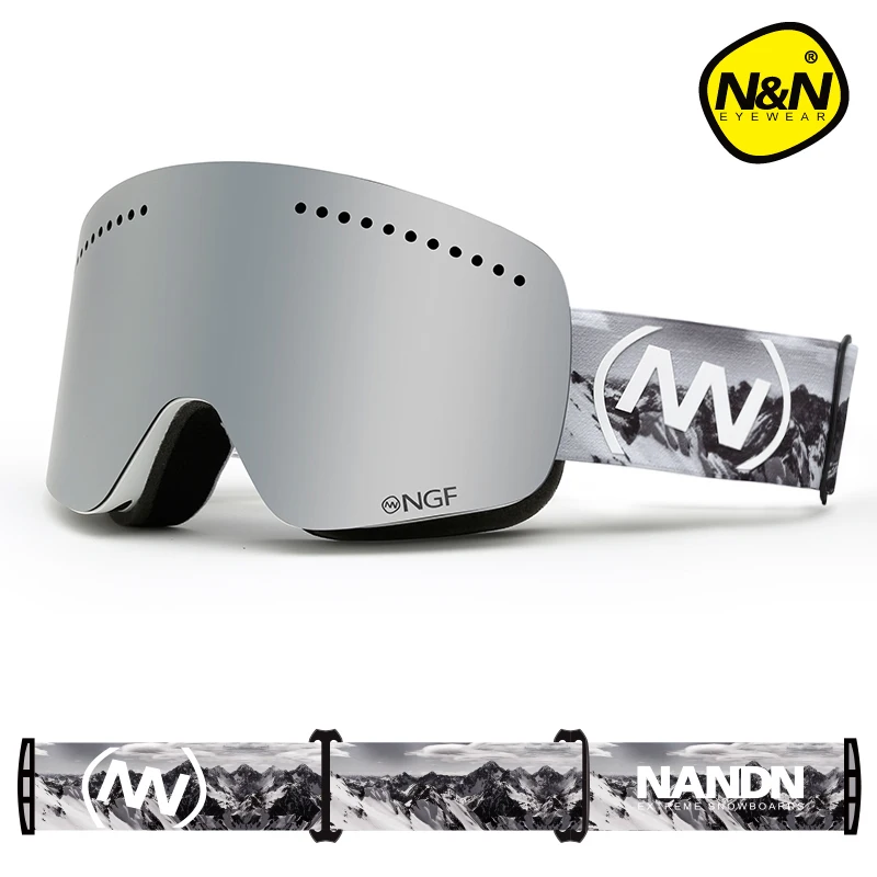 NANDN الثلوج تزلج نظارات مزدوجة طبقات UV400 مكافحة الضباب كبيرة قناع للتزلج نظارات التزلج الرجال النساء الثلوج على الجليد نظارات