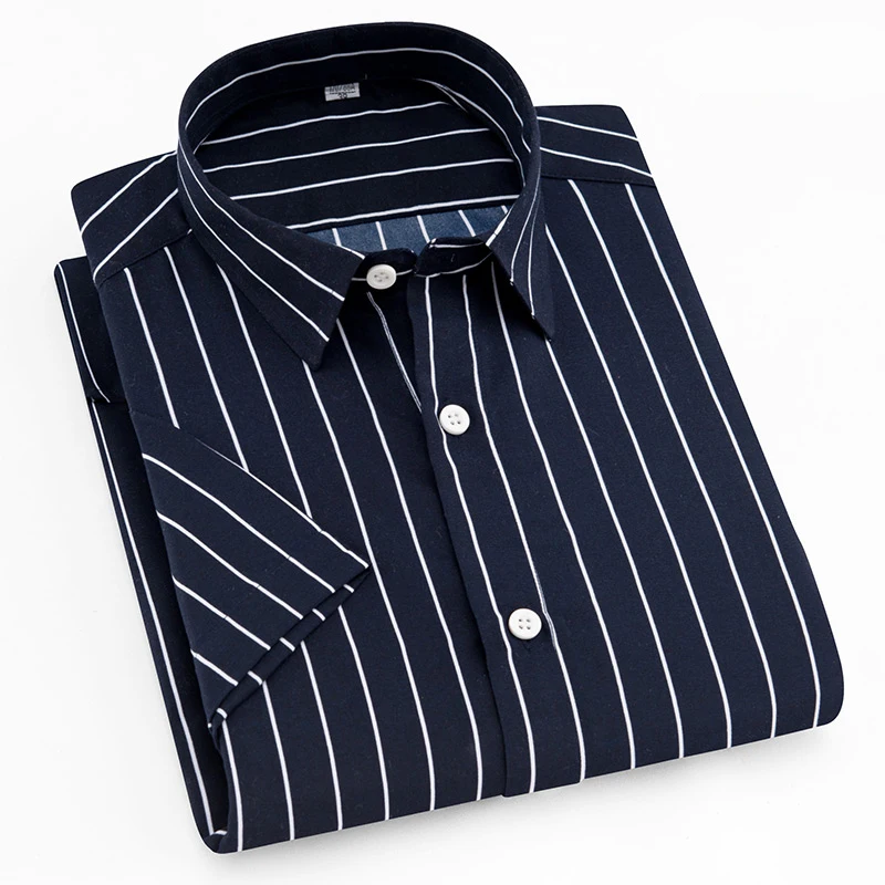 

Aoliwen 2019 men summer short sleeve Striped print shirt fashion casual shirts for men flannel high quality Beach wind 5XL