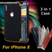 500 шт роскошный жесткий пластик задние чехлы для iPhone XS Max XR X 8 7 Plus 6 6 S SE 5 5S золотое покрытие Гибридный 3в1 защитный чехол