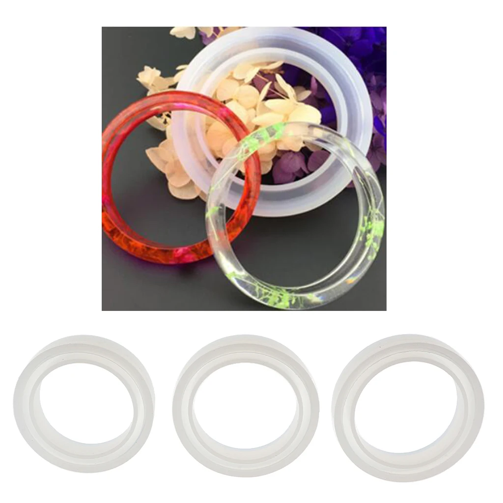 

3pcs Assorted Sizes Clear Round Silicone Mold for DIY Resin Bangle Bracelet Making