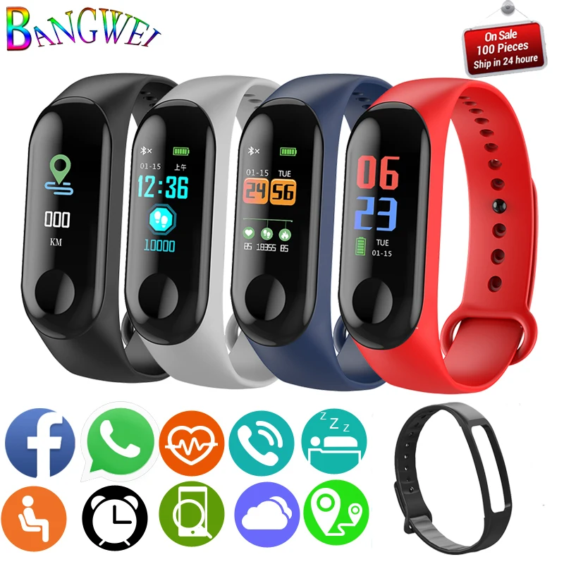 

BANGWE 2018 New Listing Fashion Sport Smart Bracelet Watch Men Women Fitness Watch Blood Pressure Heart Rate Monitor smart band