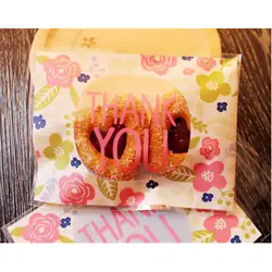 100 шт. цветочным узором "спасибо" cookie упаковки Сумки samll подарок свадьбы конфеты сумка самоклеющиеся Пластик сумки 10*13 см
