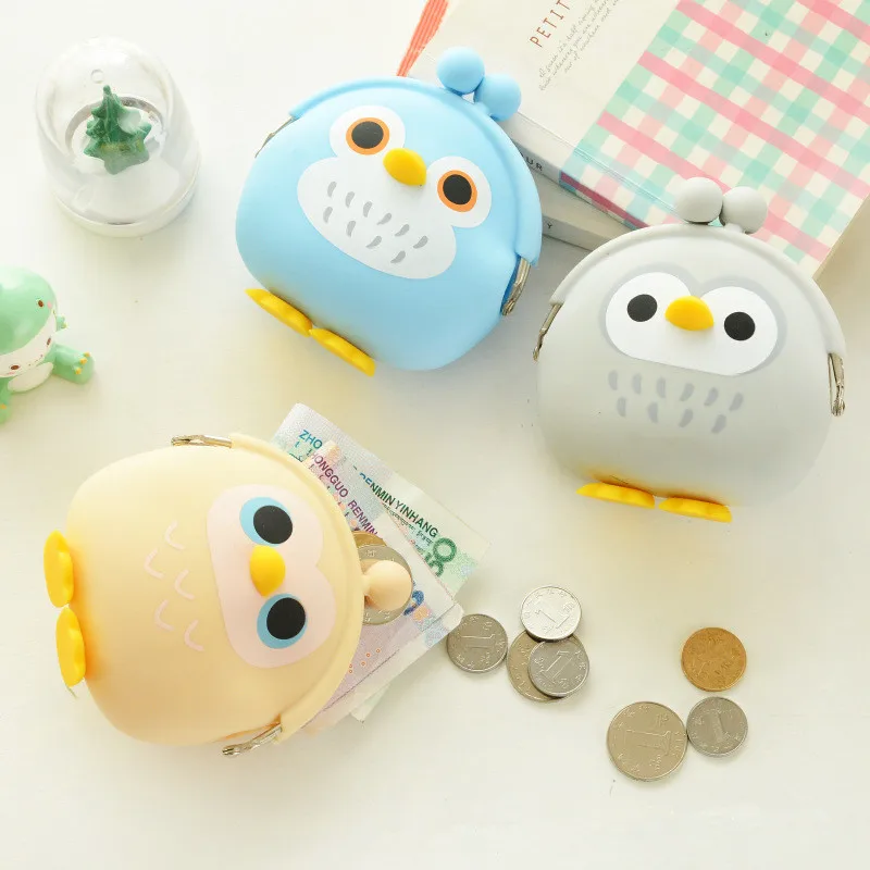 

candy color owl bunny cat silicone coin purse kids gift cartoonTrendy baby Mini coin bag lady change purse women smart wallets