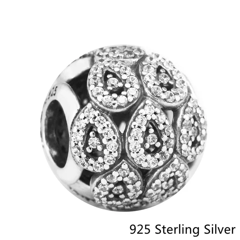 

925 Sterling Silver Glittering Shapes Charm Fit for Women DIY Bracelet Jewelry Party Clear CZ