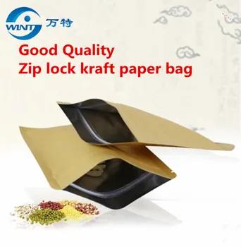 

17CM*24CM,100pcs/lot,Zipper/zip lock Kraft paper bag kraft bag,gift/coffee/tea bag Snack/blank brown kraft bag without window