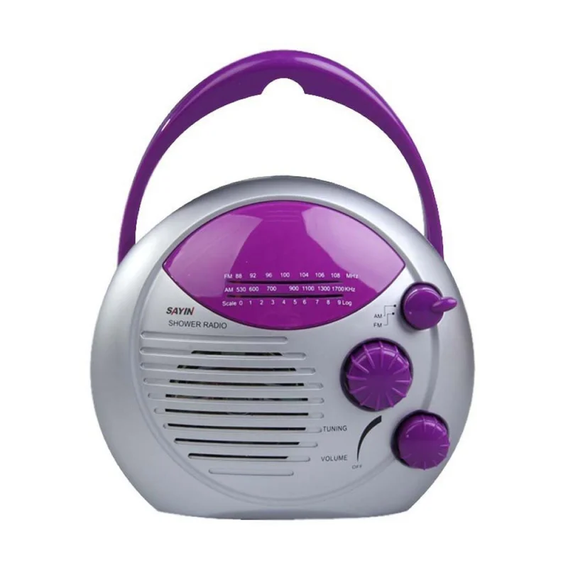 AABB-SAYIN AM FM радио душ, водонепроницаемый радио для ванной комнаты, Висячие фиолетовые музыкальные радио - Цвет: Purple