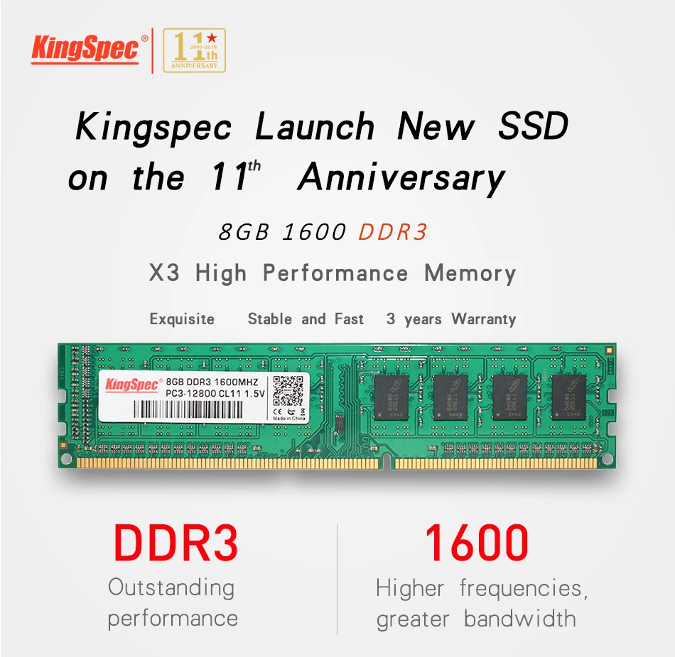 KingSpec DDR3 4 ГБ 8 ГБ 1600 МГц оперативная память 240pin для рабочего стола с высокой производительностью высокая скорость