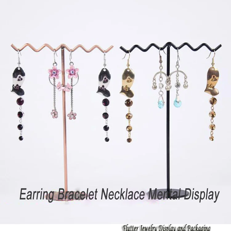 

10pcs x Mental Jewelry Dislay Rack Earring Holder Necklace Showing Stand Hanger Bracelet Hanging Showcase Bronze and Black