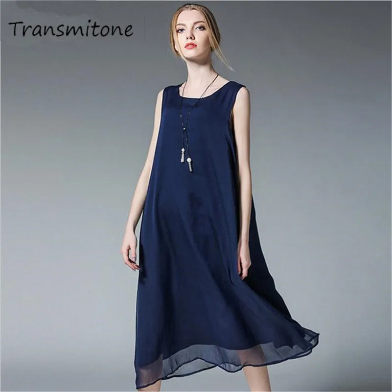 

Plus Size L-4XL Chiffon Breathable Dress For women 2019 Summer solid Sexy Tank Long Dress Casual Party Elegant Dresses Vestidos