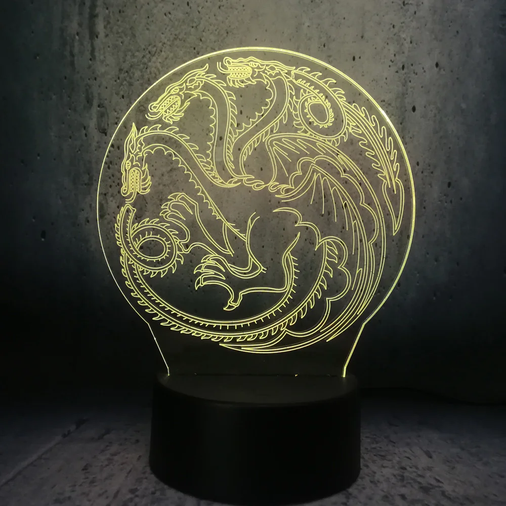 3D Светодиодная лампа Dragon mother totem для фанатов Игры престолов подарок огненному