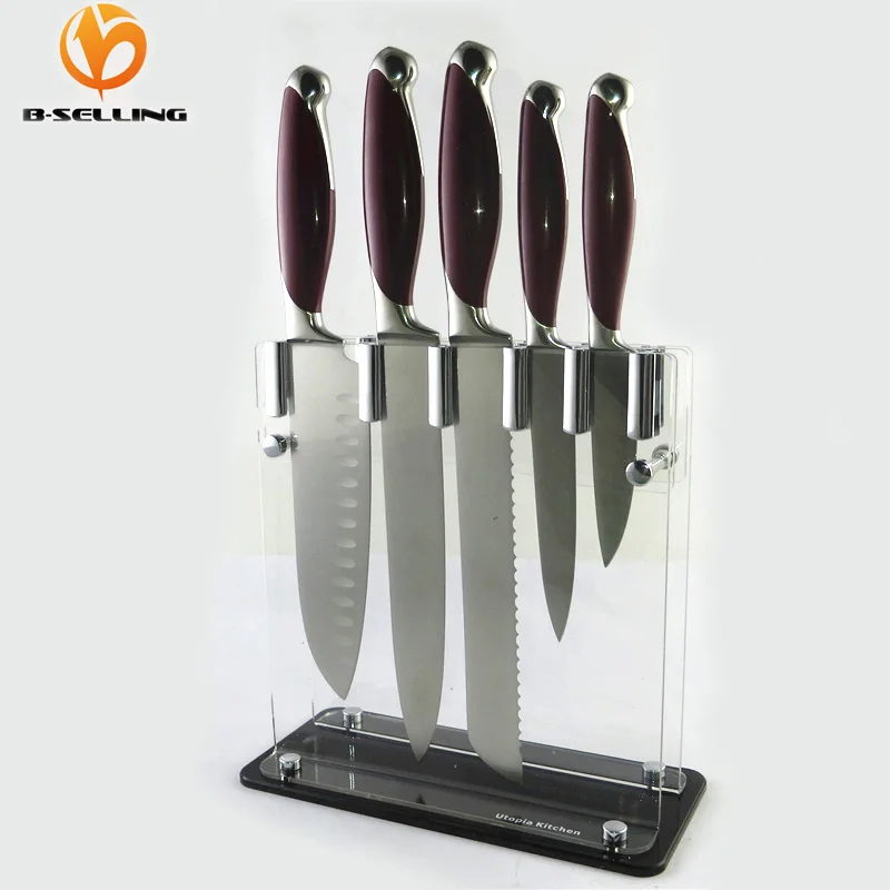 B SELLING Acrylic Plastic Knife Stand knife Set Holder Block for The 3