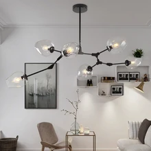 Лофт Промышленные люстры Глобус стеклянные светильники Современный минималистичный дизайн люстра Подвесная в гостиной/ресторан E27 лампы