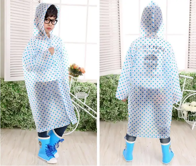 4.Student Raincoat for Child Children Dot Kid Girls boy Rain Coat Waterproof Long Rainwear Poncho Rainsuit Rainjacket Hot sale