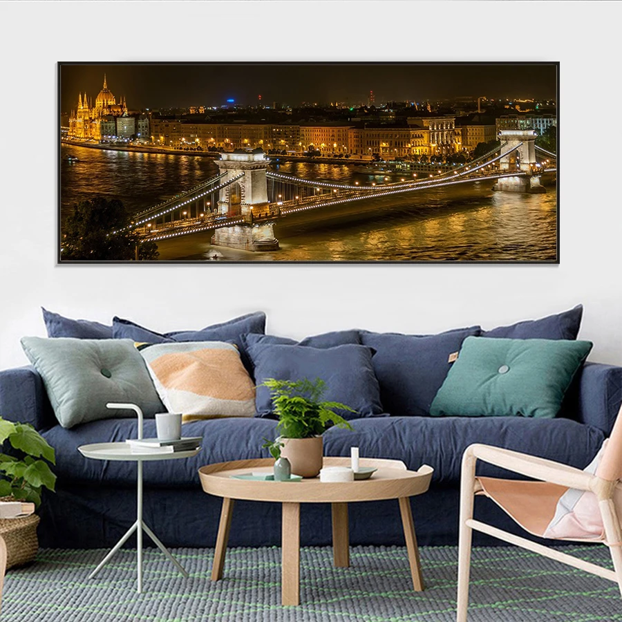 2 - City Night Landscape Wall Art Canvas Painting Tower Bridge London Wall Pictures Prints and Posters for Living Room Decoration