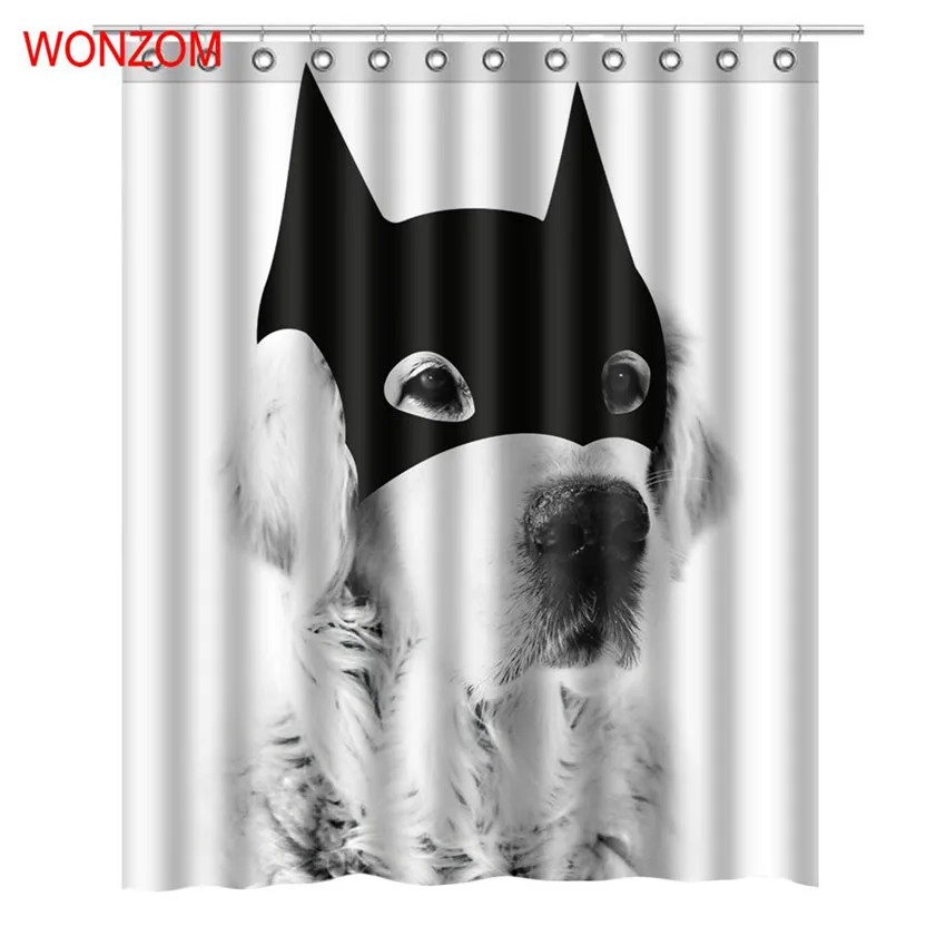 

WONZOM Funny Animal Curtains with 12 Hooks For Bathroom Decor Modern Animal Bath Waterproof Curtain New Bathroom Accessories