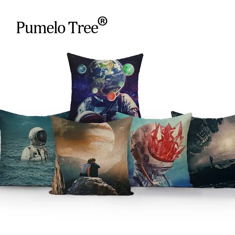 Space Astronauts Science Cushion Cover Home Decor Custom Pillow