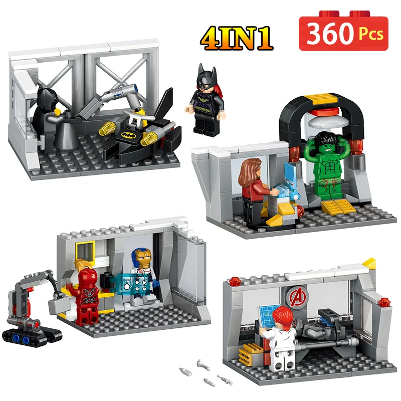 

Movie Super Heroes Technic Blocks Sets Compatible LegoINGLYS Batman Iron Man Hulk Batman Toys for Toddlers 4 In 1