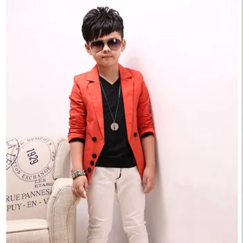 

Boys clothes kids Leisure Suit boys Western-style Clothes Boys Cotton solid Turn-down Collar Single Breasted 4-16 Y boys jacket