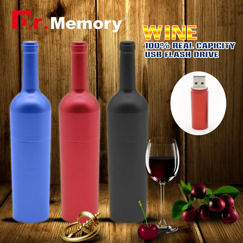 2016 OEM wine USB Flash Drive bottle pen drive memory Disk metal Pen