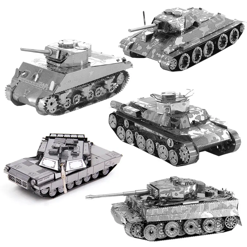 3D металлические головоломки модель танк тигр/T34 бак/Чи ха бак/Шермана/M1 ABRAMS Танк военные серии Jigsaw детские развивающие игрушки