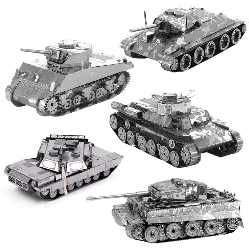 

3D Metal Puzzle Model Tiger Tank/T34 Tank/Chi Ha Tank/Sherman Tank/M1 ABRAMS TANK Military Series Jigsaw Kids Educational Toys