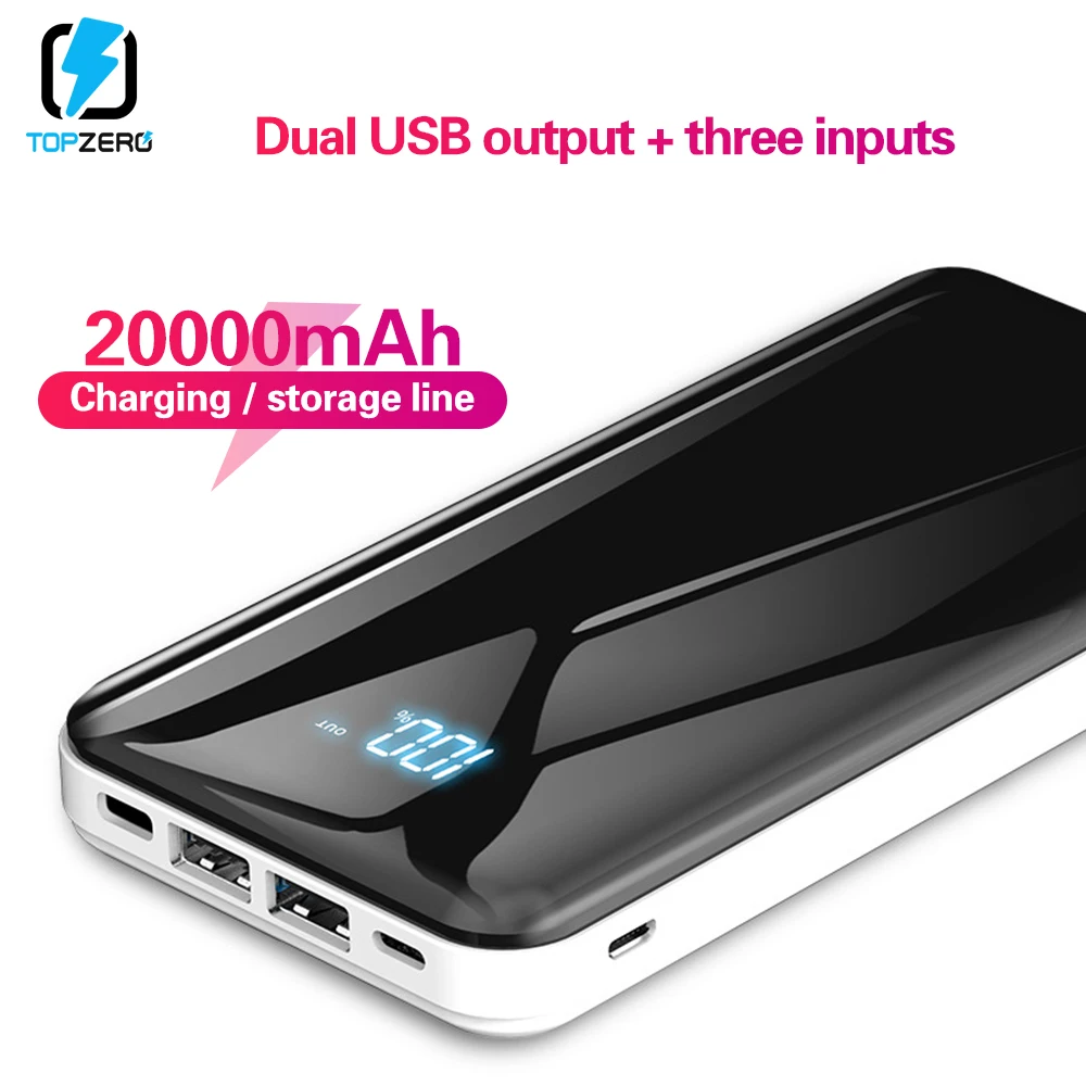 

Power Bank 20000mah For Apple Type C Output Dual USB Battery External Fast Charging LED Digital Display Poverbank For Xiaomi