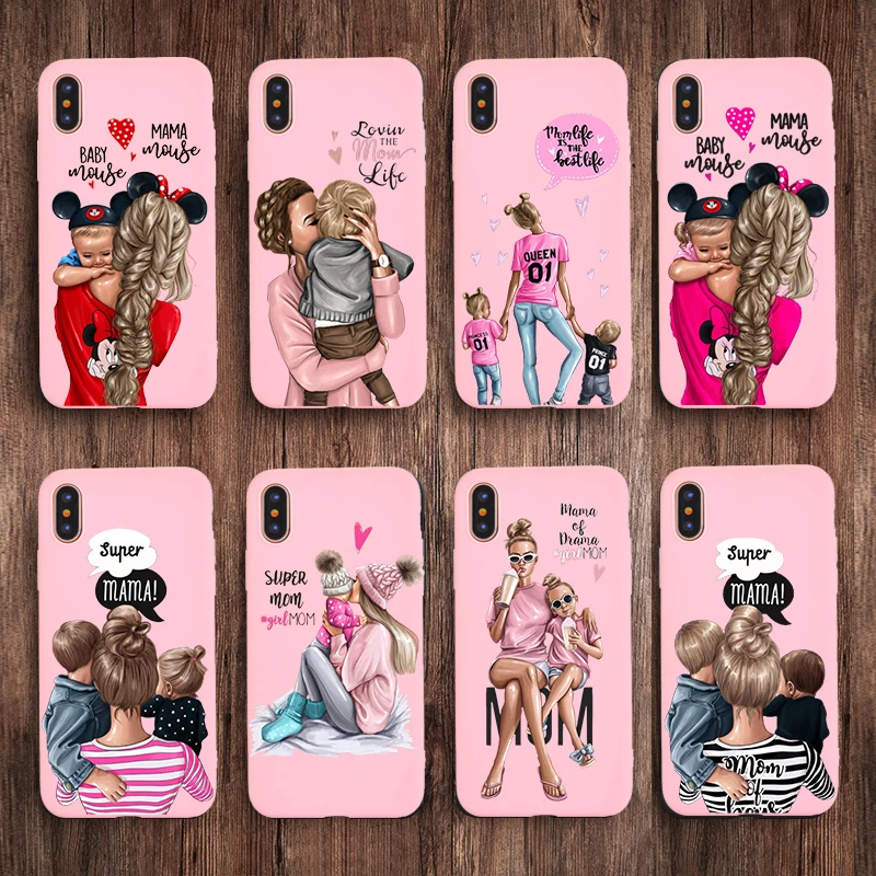 

PUNQZY Cute baby Super girl mom Love Case For iphone 11 PRO MAX 6 6s 7 7s 8 plus xs XR XS MAX 11 Soft TPU Fush LOVE Mother's Day