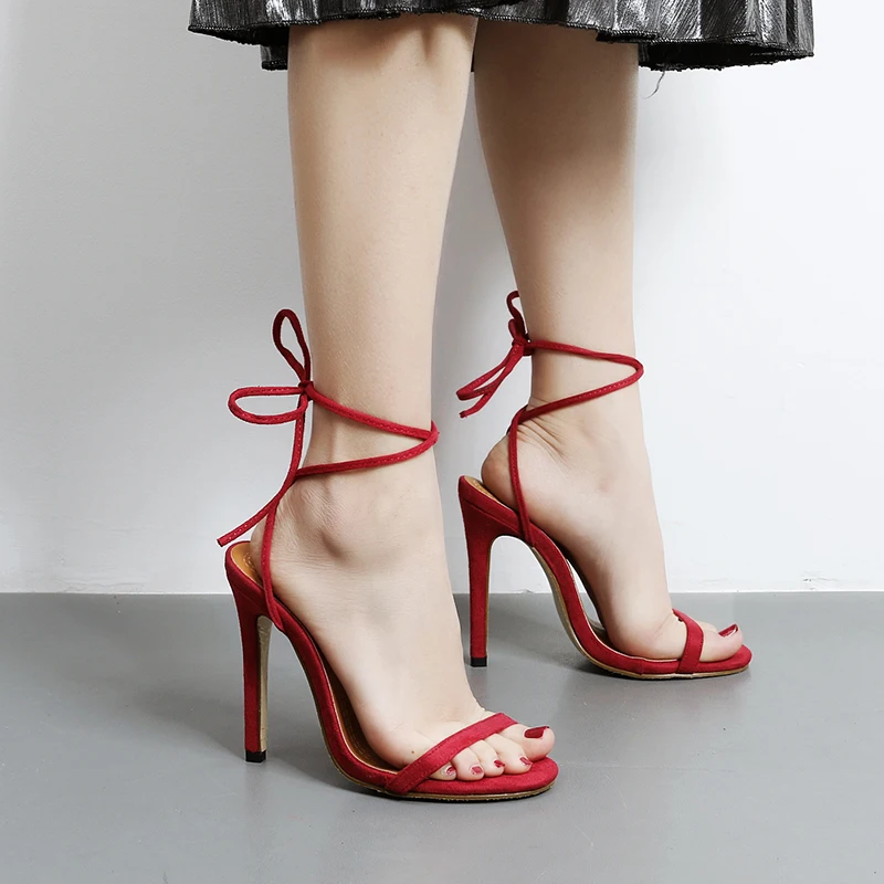 

NEW Summer 2017 Woman's Shoes Gladiator Sandals Women Ankle Strap Open Toe Heels Sandalias Mujer Party Ladies Red Sandals Black