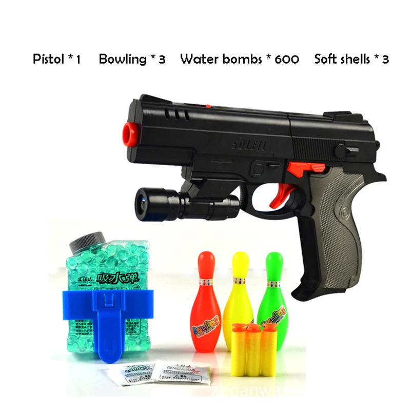 Paintball Gun Pistol&Soft With 200 Crystal Water bullet Refill Clip